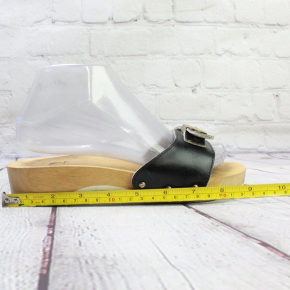 Dr Scholls Black Leather Slip On Buckle Single Strap Slide Sandals Size 6.5 - Picture 7 of 9